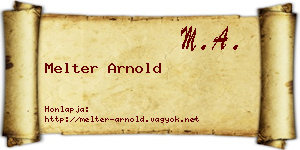 Melter Arnold névjegykártya